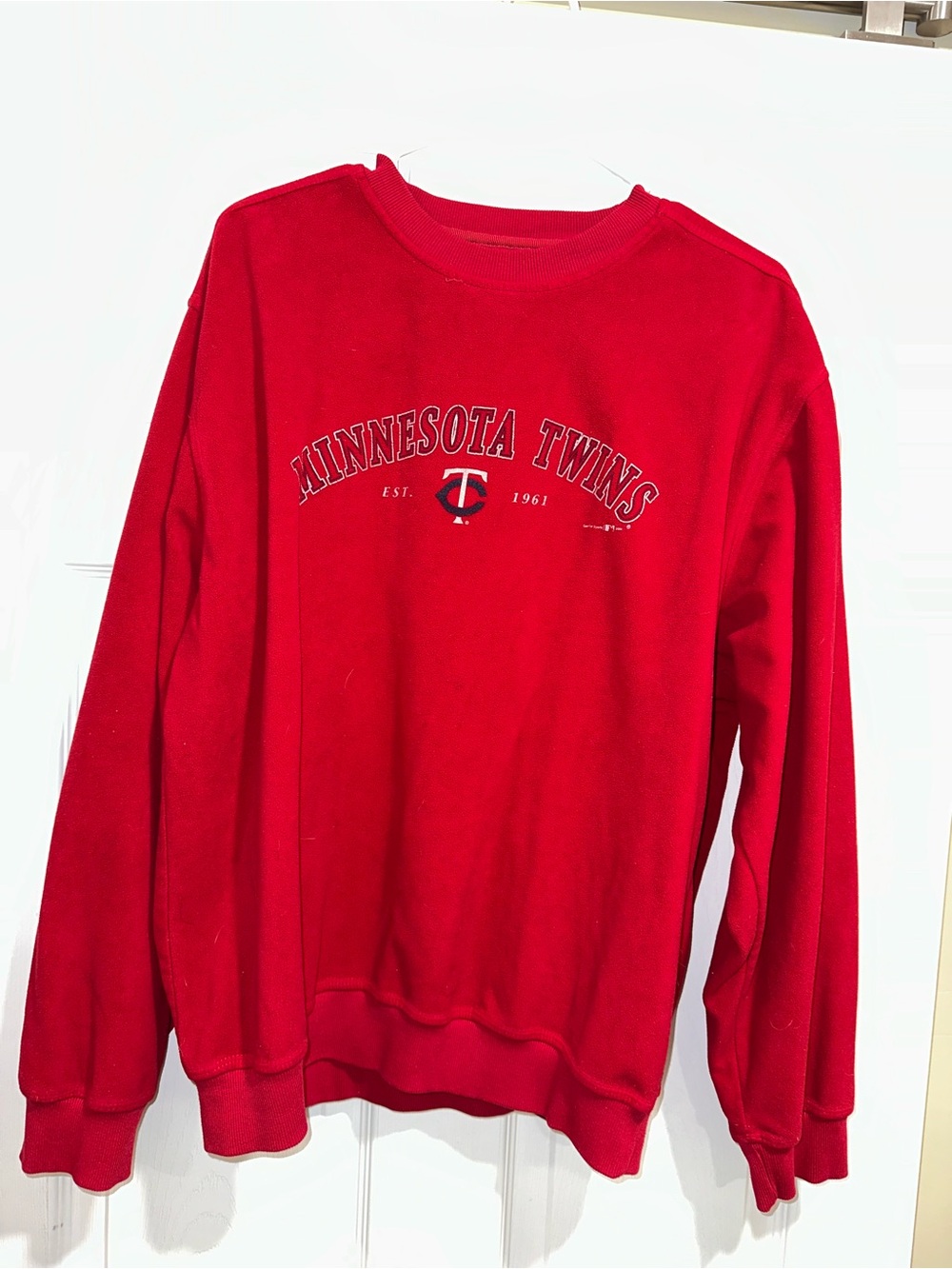 G by Guess Red Minnesota Twins Crewneck Sweatshirt